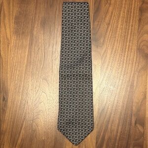 Geoffrey Beene Black Tie with White Micro-Pattern